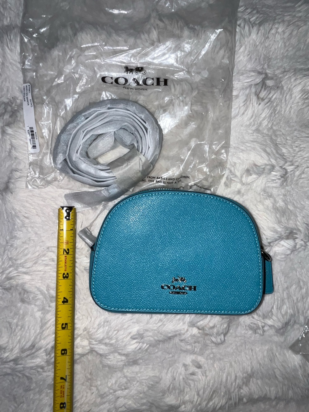 ✨NWT Coach Mini Serena Crossbody Bag Aqua Blue Leather 97561
